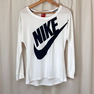Nike oversized relaxed fit white logo top